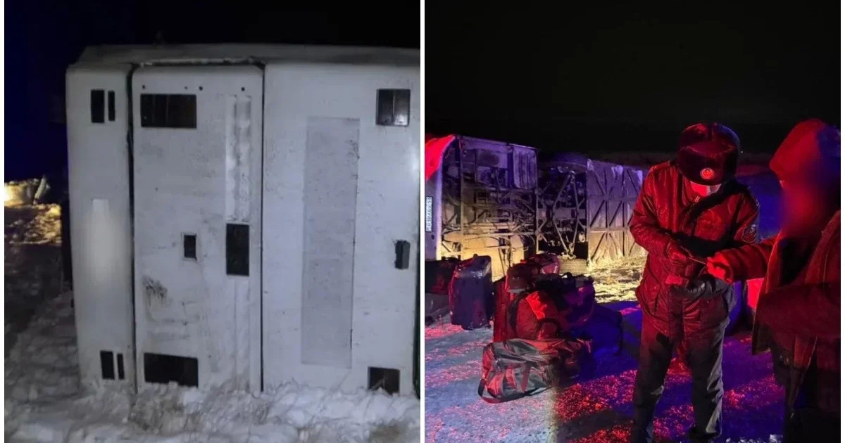 «Ішінде 50 адам болған»: Павлодарда үлкен автобус жолда аударылып кетті